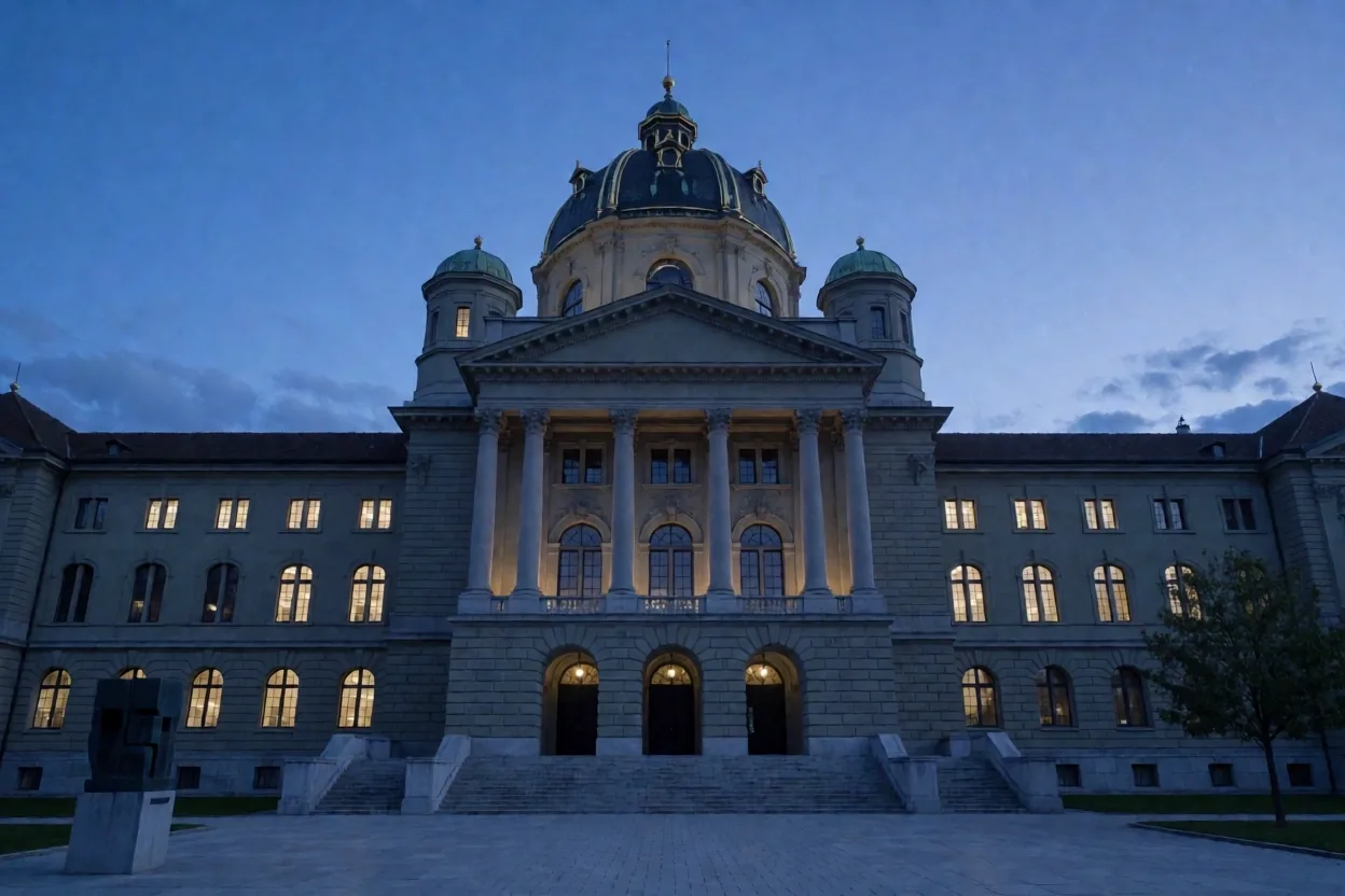 ETH Zürich Architektur bei Dämmerung
