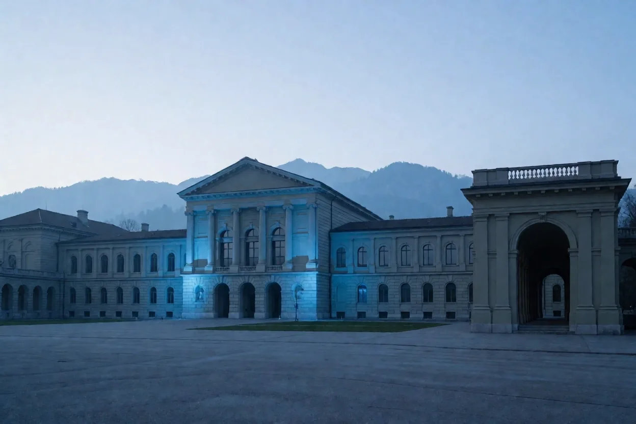 Architektur der ETH Zürich bei Tagesanbruch